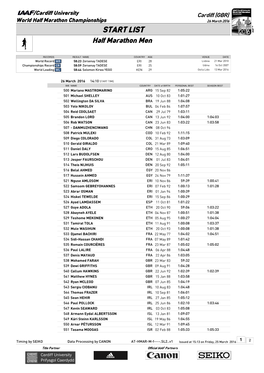 START LIST Half Marathon Men