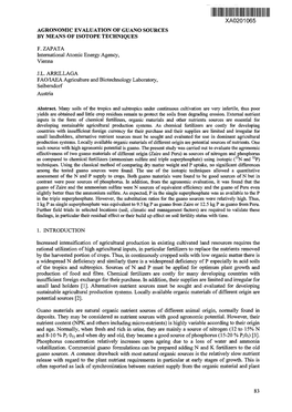 Agronomic Evaluation of Guano Sources by Means of Isotope Techniques