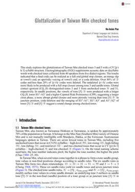 Glottalization of Taiwan Min Checked Tones