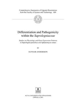 Differentiation and Pathogenicity Within the Saprolegniaceae