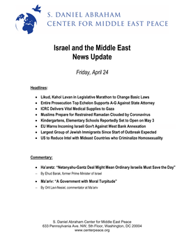 Israel and the Middle East News Update