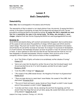 The Immutability of God Is Related To, but Clearly Distinct From, His Eternity