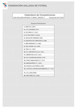 Calendario De Competición