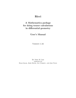 A Mathematica Package for Doing Tensor Calculations in Differential Geometry User's Manual