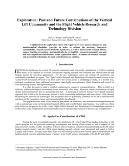 Past and Future Contributions of the Vertical Lift Community and the Flight Vehicle Research and Technology Division