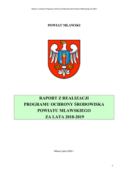 Raport Z Realizacji Programu Ochrony Środowiska Dla Powiatu Mławskiego Do 2022