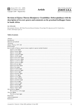 Zootaxa, Revision of Elginus Theron (Hemiptera