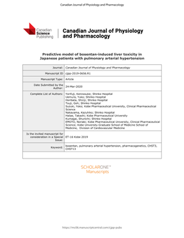 Predictive Model of Bosentan-Induced Liver Toxicity in Japanese Patients with Pulmonary Arterial Hypertension