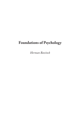Foundations of Psychology by Herman Bavinck