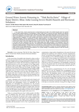 Ground Water Arsenic Poisoning In