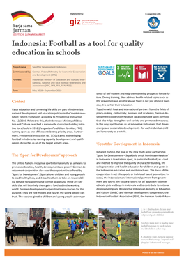 Indonesia: Football As a Tool for Quality Education in Schools