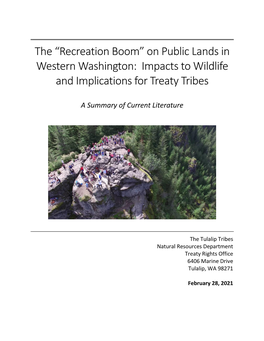 The “Recreation Boom” on Public Lands in Western Washington: Impacts to Wildlife and Implications for Treaty Tribes