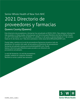 2021 Directorio De Proveedores Y Farmacias Queens County (Queens)