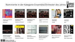 Nominierte in Der Kategorie Ensemble/Orchester Des Jahres