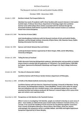 Archive of Events at the Research Institute of Irish and Scottish Studies