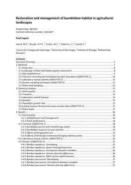 Restoration and Management of Bumblebee Habitat in Agricultural Landscapes