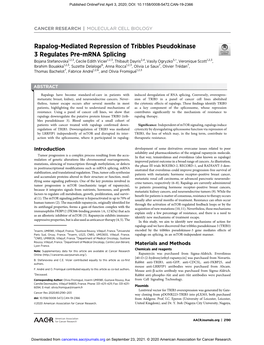 Rapalog-Mediated Repression of Tribbles