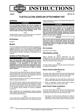 Tle/Tle-Ultra Sidecar Attachment Kit