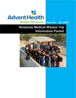 Honduras Medical Mission Trip Information Packet Valle De Ángeles, Honduras Medical Mission Trip