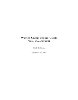 Winter Camp Casino Guide Winter Camp XXXVIII