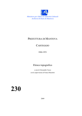 Prefettura Di Mantova. Carteggio , 1866-1951