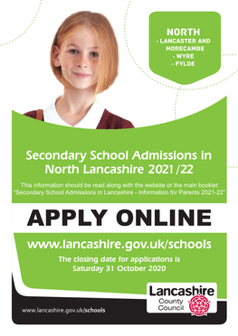 Secondary School Admissions in North Lancashire 2021 /22