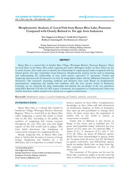 Morphometric Analysis of Local Fish from Banyu Biru Lake, Pasuruan Compared with Closely Related to Tor Spp