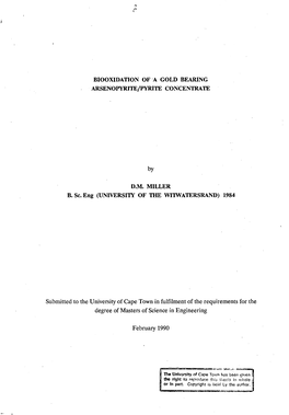 Biooxidation of a Gold Bearing Arsenopyrite/Pyrite Cencentrate