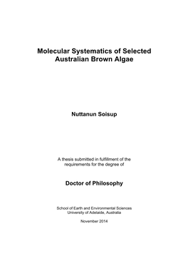 Molecular Systematics of Selected Australian Brown Algae