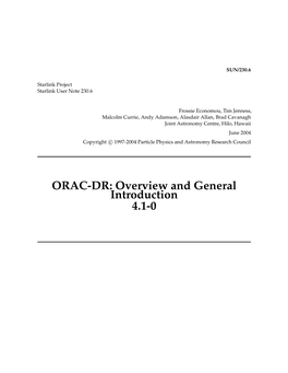 ORAC-DR: Overview and General Introduction 4.1-0 SUN/230.6 —Abstract Ii