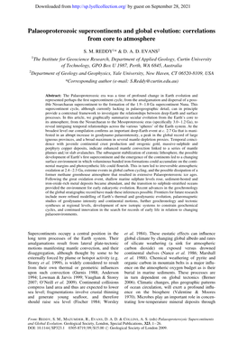 Palaeoproterozoic Supercontinents and Global Evolution: Correlations from Core to Atmosphere