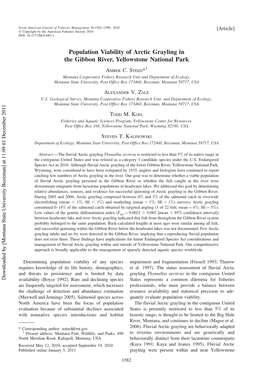 Population Viability of Arctic Grayling in the Gibbon River, Yellowstone National Park