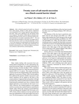 Twenty Years of Salt Marsh Succession on a Dutch Coastal Barrier Island