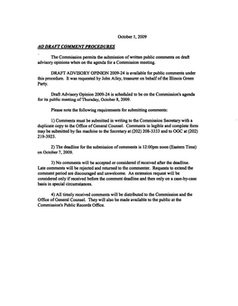 October 1,2009 AO DRAFT COMMENT PROCEDURES The