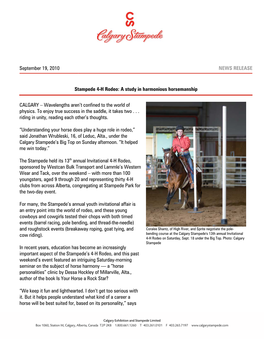 Press Release Calgary Stampede 4-H Rodeo