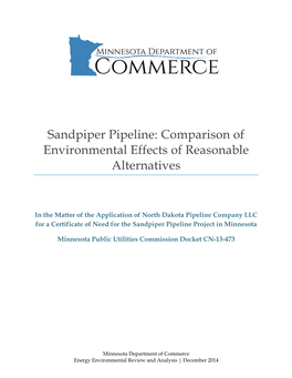 Sandpiper Pipeline: Comparison of Environmental Effects of Reasonable Alternatives