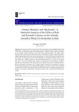 A Statistical Analysis of the Effect of Risk and Scientific Literacy on the Attitude Towards a Waste Co-Incinerator in Italy