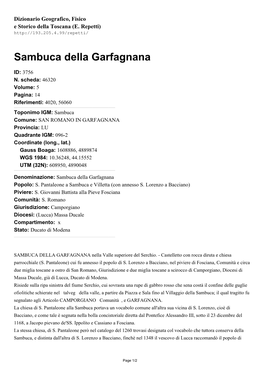 Sambuca Della Garfagnana