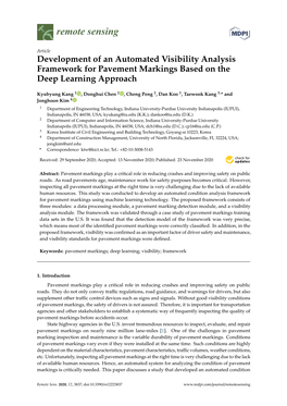 Development of an Automated Visibility Analysis Framework for Pavement Markings Based on the Deep Learning Approach