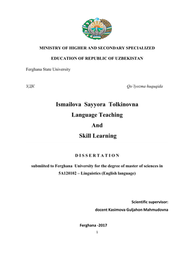 Ismailova Sayyora Tolkinovna Language Teaching and Skill