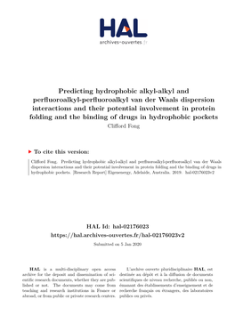 Predicting Hydrophobic Alkyl-Alkyl and Perfluoroalkyl-Perfluoroalkyl Van