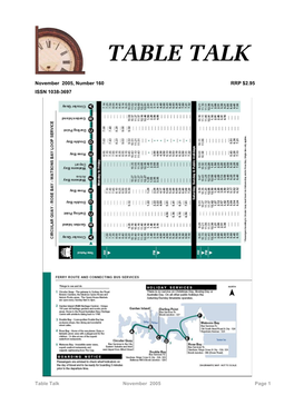 Table Talk November 2005 Page 1 November 2005, Number 160