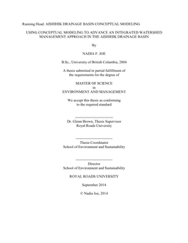 Using Conceptual Modeling to Advance an Integrated Watershed Management Approach in the Aishihik Drainage Basin