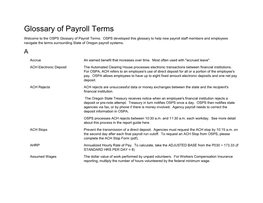 Glossary of Payroll Terms Welcome to the OSPS Glossary of Payroll Terms