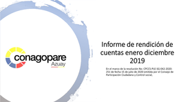 Informe De Rendición De Cuentas Enero Diciembre 2019