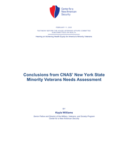 Conclusions from CNAS' New York State Minority Veterans Needs