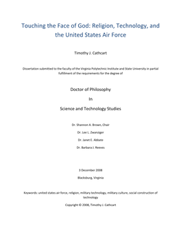 Touching the Face of God: Religion, Technology, and the United States Air Force