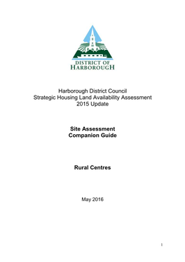 Harborough District Council Strategic Housing Land Availability Assessment 2015 Update Site Assessment Companion Guide Rural