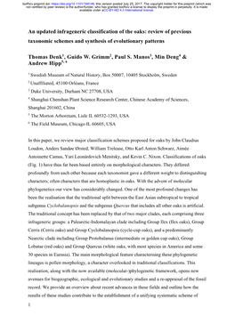 An Updated Infrageneric Classification of the Oaks: Review of Previous Taxonomic Schemes and Synthesis of Evolutionary Patterns