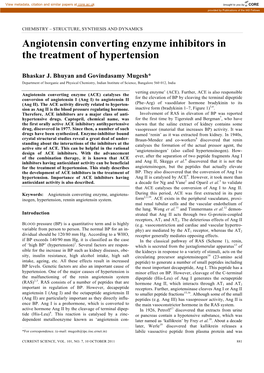 Angiotensin Converting Enzyme Inhibitors in the Treatment of Hypertension